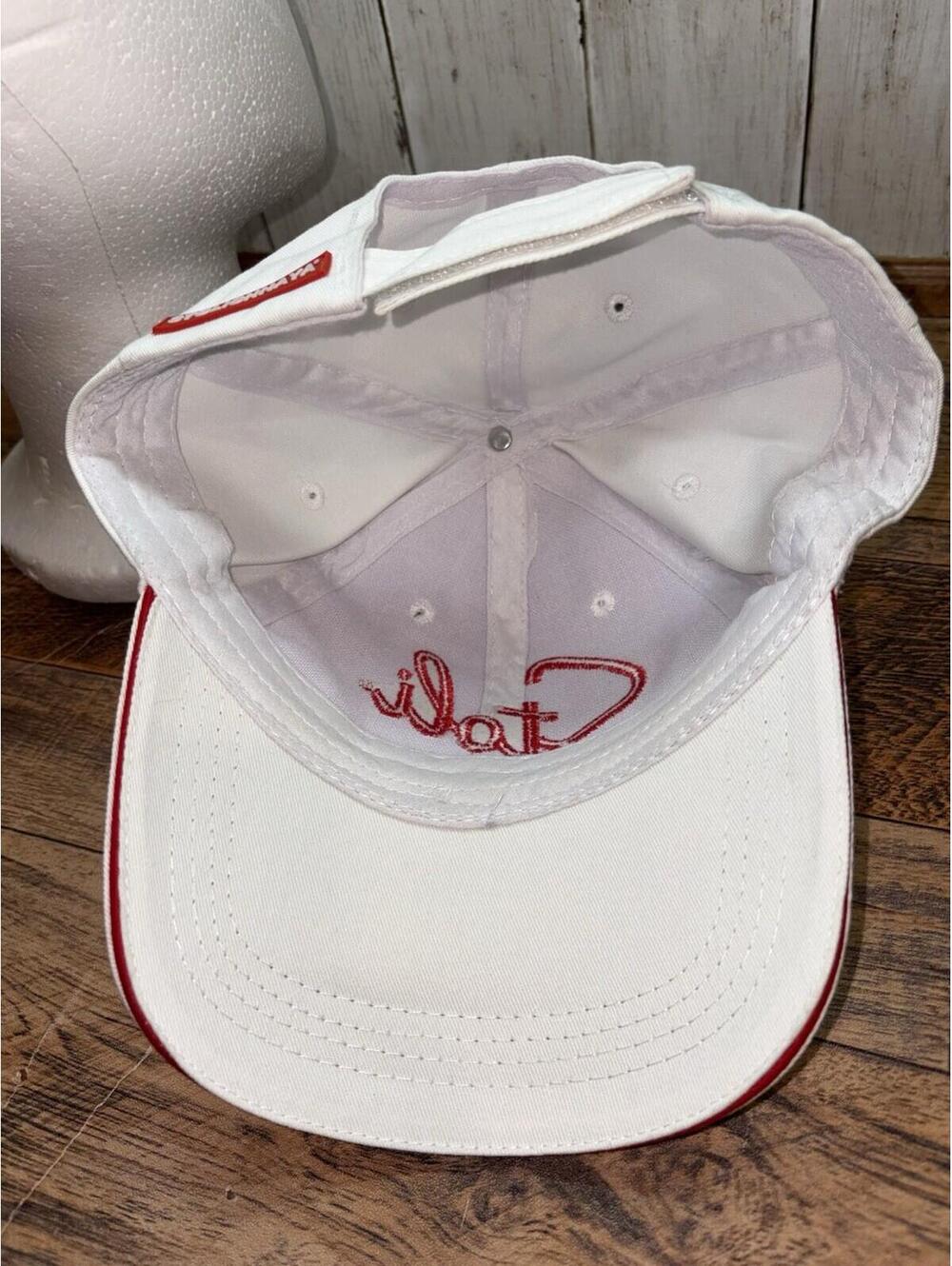 STOLI Vodka White Cap Hat Adjustable Strapback Red Accents Stolichnaya Script - Picture 9 of 10
